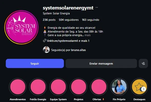 Perfil de System Solar no Instagram