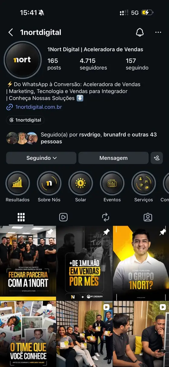 Perfil @1nortdigital no Instagram